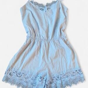 NWT topshop light blue lace romper with adjustable straps